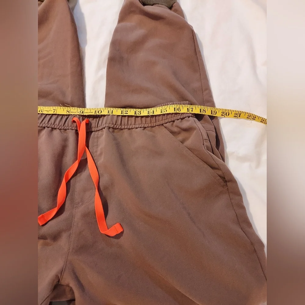 Figs Smoky Taupe Technical Collection Men's Joggers with Orange Drawstring